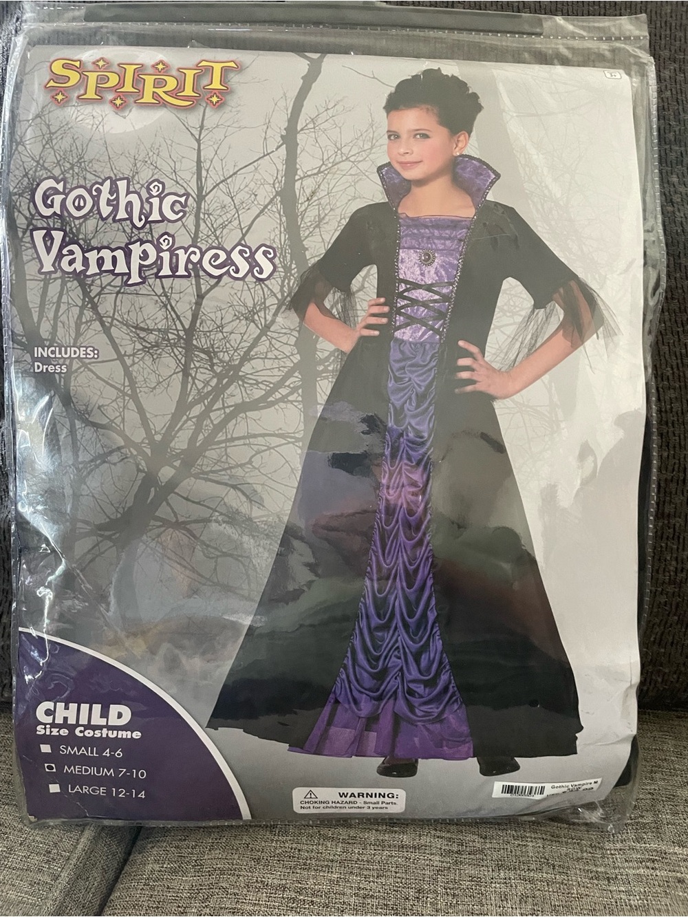 Spirit Gothic Vampiress Girl’s M 7-10 Black Purple Halloween cosplay Costume NEW